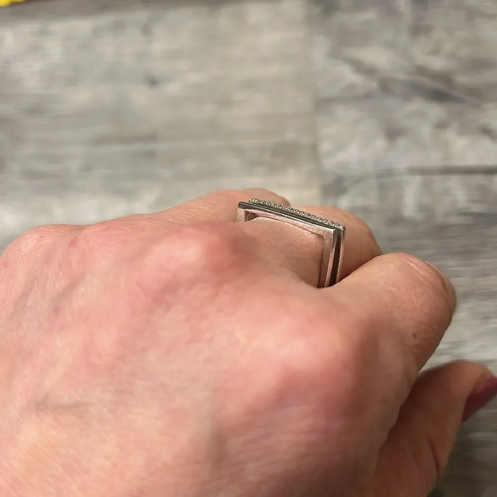 Touchstone Crystal by Swarovski silver open double band ring